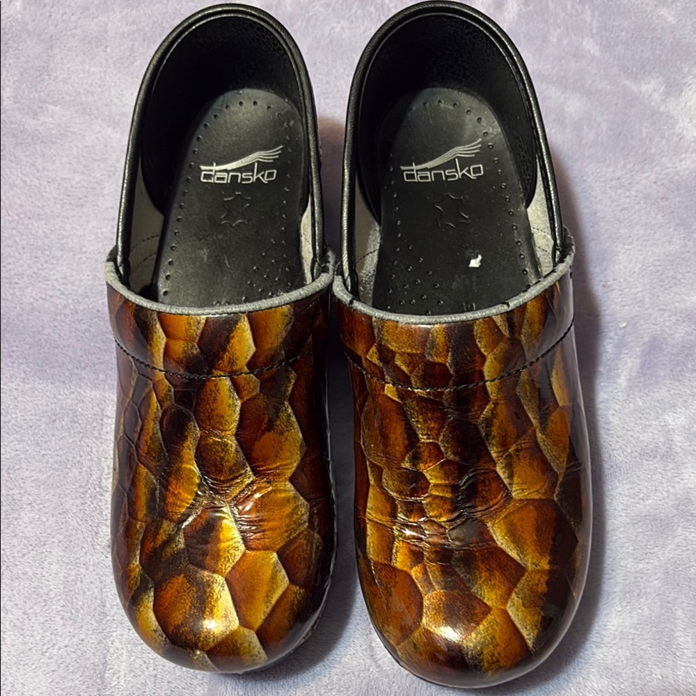 Dansko Women's Brown Tortoiseshell Leather Clogs